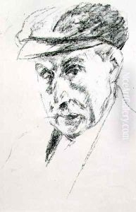 Portrait of a Man in a Cap, possibly self portrait, after 1923 by Max Liebermann
