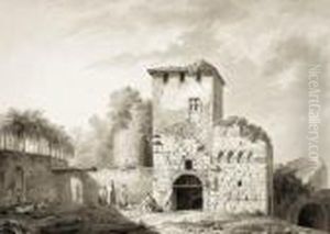 Hof Einer Antiken Villa Mit Kleiner Gesellschaft Hof Einer Antiken Villa Mit Kleiner Gesellschaft