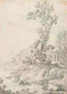 Hermit Reading In A Classical Landscape