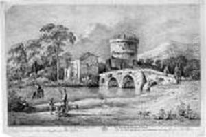 Vue Du Pont Lucano Sur La Route De Rome A Tivoli by Jean-Jacques De Boissieu