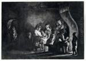 Bauernfamilie Am Kamin by Jean-Jacques De Boissieu