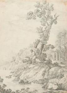 Reading Hermit In Classical Landscape. by Jean-Jacques De Boissieu