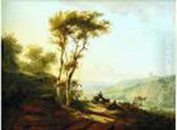 Paysans Sur Un Chemin Dominant Une Riviere - view 1