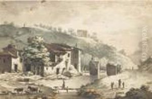 Un Paysage De Montagne Avec Un Troupeau Pres D'une Riviere by Jean-Jacques De Boissieu