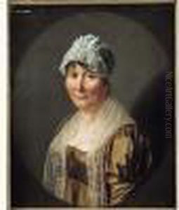 Portrait De Dame En Robe Lie De Vin Dans Un Ovale Peint