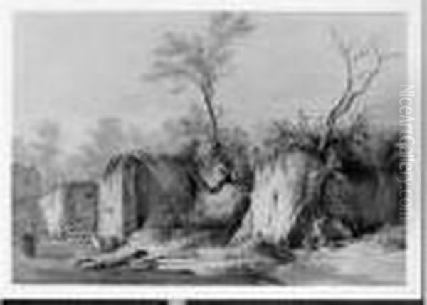 Attribue A Jean-jacques De Boissieu Ruines Animees Plume - view 1