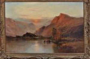 Sunset, Head Of Loch Vennacher N.b. by Alfred de Breanski