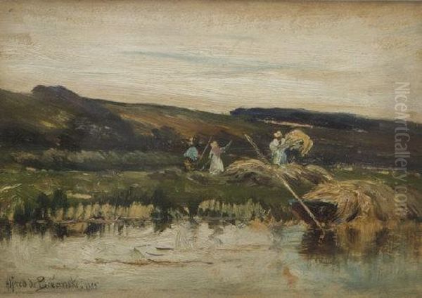 Haymaking On Bolney Island - view 1