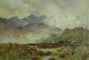 Highland Scene With Cattle by Alfred de Breanski