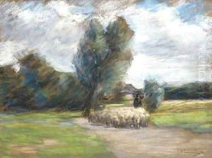 Landschaft mit Schafherde by Max Liebermann