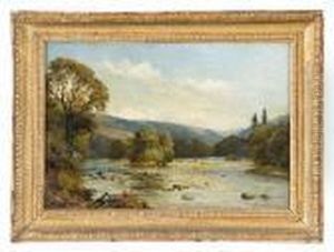 Paesaggio Fluviale Con Pescatore by Alfred de Breanski
