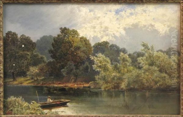 Fisherman On River Landscape - view 1
