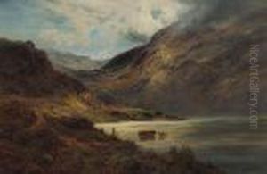 A Highland Loch Scene by Alfred de Breanski