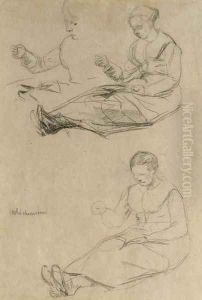 Netzflickerinnen 2 by Max Liebermann