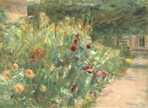 Blumenstauden am Gartnerhauschen nach Osten by Max Liebermann