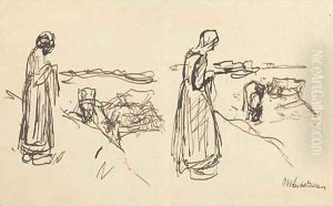 Dutnenlandschaft mit zwei Figuren by Max Liebermann