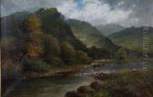 Landscape With Cows In Highland by Alfred de Breanski