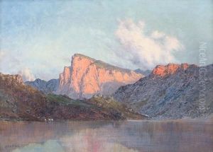 'cader Idris From Gwernan Lake, Sunset After Rain' And 'tal-y-llyn, North Wales' by Alfred de Breanski