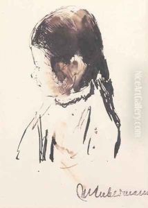 Madchen im profil by Max Liebermann