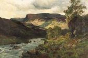 A Highland River Landscape by Alfred de Breanski