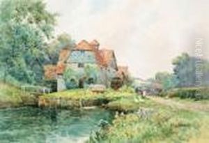 A Village Church; And Mapledurham Mill by Alfred de Breanski