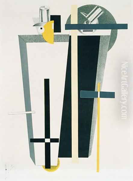 Abstract composition in grey, yellow and black - view 1