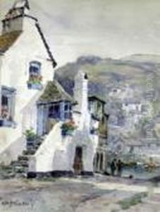 A Cornish Village by Alfred Fontville De Breanski