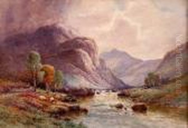 Highland Landscape With Figure And Sheep Grazing - view 1