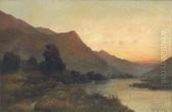 A Loch Landscape At Dusk - view 1