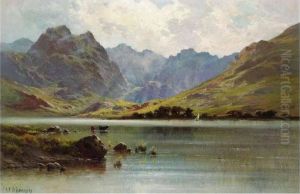 Cattle Watering On A Loch by Alfred Fontville De Breanski