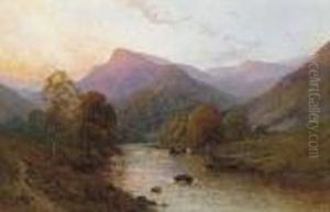 Evening, The Lledr Valley, North Wales by Alfred Fontville De Breanski