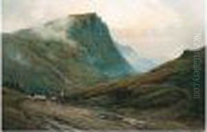 A Highland Road by Alfred Fontville De Breanski