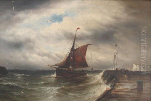 Fishing Boats Off A Jetty, Dover Beyond - view 1