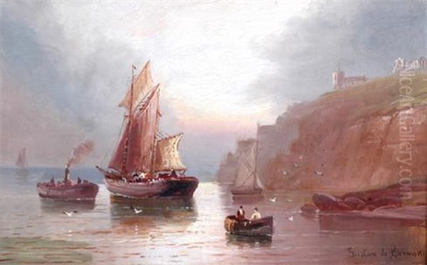 Fishing And Other Boats Beneath The Cliffs At Withy - view 1