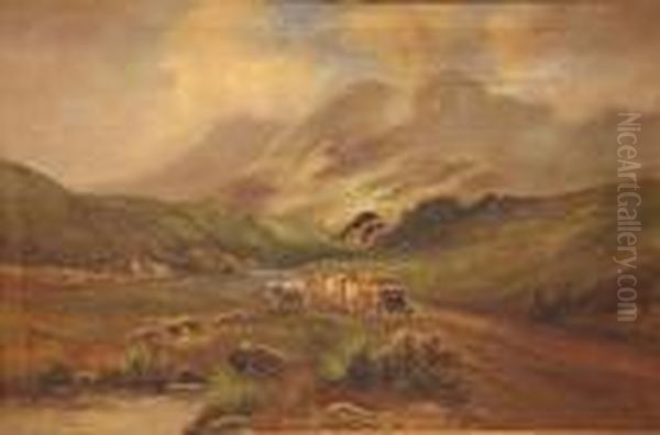 Cattle In A Highland Landscape - view 1