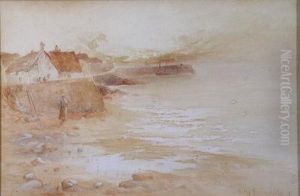 A Woman On A Beach At Low Tide A Woman On A Beach At Low Tide