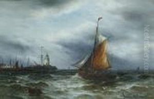 A Fishing Boat Entering Harbour by Gustave de Breanski
