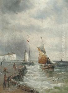 A Stormy Harbour by Gustave de Breanski
