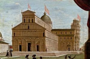 Dom Und Schiefer Turm Von Pisa Mit Figurenstaffage