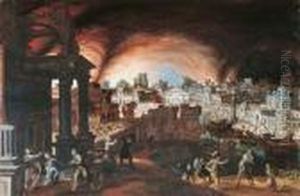 Das Brennende Troja by Louis de Caullery