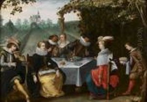 Scene De Banquet A La Campagne by Louis de Caullery