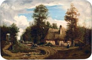 Muletier Arrivant Pres D'une Ferme, Circa 1870