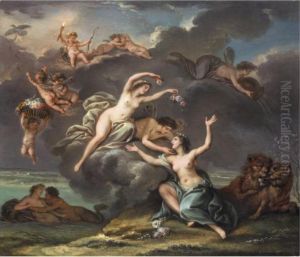 Cupid And Psyche Crowning Cybele by Louis de Caullery