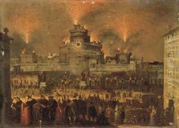 A Firework Display At The Castel San' Angelo, Rome - view 1