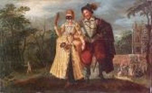 An Elegant Couple Dressed For A Masked Ball