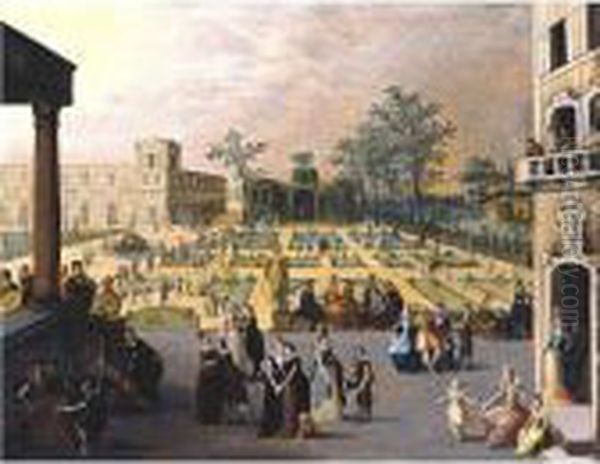 Elegant Couples In A Palace Courtyard - view 1