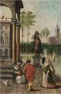 Cappriccio Of A Palace With Elegant Figures In A Garden by Louis de Caullery