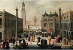Venice, A View Of The Piazzetta And The Palazzo Ducale by Louis de Caullery