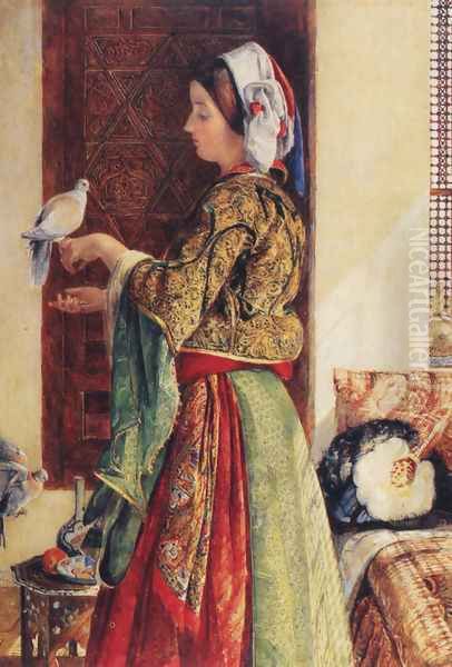 Girl with Two Caged Doves - view 1