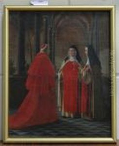 Cardinal In Conversation With Two Nuns In A Cloister by Philippe de Champaigne